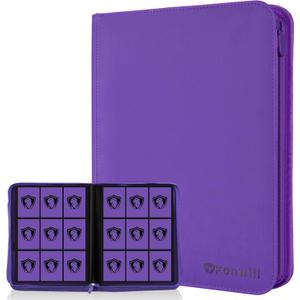 9 Pocket Card Binder,360 Pockets Trading Card Holder Book, Premium PU Cover Zip Folder Binder,Side Loading Carrying Case Binder Album for TCG,MTG,Sports Cards,Game Cards (Purple)