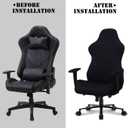 Deisy Dee Slipcovers Cloth Stretch Polyester Chair Cover for Reclining Racing Gaming Chair (Only Chair Covers) (Black)