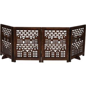 Freestanding Pet Gate for Dogs, Foldable Wooden Dog Gate for House, Indoor Dog Gate for Stair, Doorway, House Design Gates for Dogs Indoor, 72 Inch Wide, (18" x4 Panels 72 inch), Burnt Finish