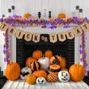 2 x Halloween Tinsel Garland Party Decorations 33FT Orange Purple Black Halloween Pumpkin Bat Garland Twist Hanging Indoor Outdoor Decorations