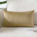 Artscope Luxury Velvet Pillow Covers Super Soft Decorative Square Throw Pillow Covers Case Cushion Covers for Sofa Couch Bedroom Car Decor 12x20 Inch Tan