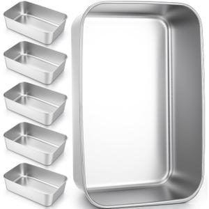 6 Pack Loaf Pans for Baking Bread, Stainless Steel Loaf Pans for Homemade Bread, Meatloaf, Bananas, Brownies, Lasagnas, Dishwasher Oven Safe (9IN x 6IN)