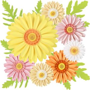 PAPER JAZZ Daisy Giant Paper Flower Wall Decor, 3D Large Flower Party Decoration, Artificial Flower for Classroom, Pink and Yellow Flowers for Bulletin Board, Office,Living Room, Bedroom.