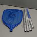 Swimming Pool Skimmer Net Total Length 57 inches, Leaf Rake Net with 4 Section Telescopic Aluminum Pole for Fast Cleaning Ponds, Hot Tub, and Spas, Pool Cleaner Supplies and Accessories (blue)