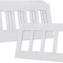 CML 4-Gang Screwless Decorator Wall Plate, White Outlet Covers, 4 Pack Hidden Wall Safe Switch Plate, Standard Size 4.68”X 8.34”, Impact Resistant