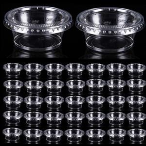 400 Pack 0.5 Oz Disposable Portion Sauce Cups with Lids, Clear Condiment Containers with Lids, Jello Shot Souffle Cups, Sampling Tasting Cups for for Parties and Events, Communion