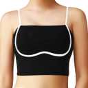 HORISUN Sports Bras for Women, Workout Tank Square Neck Double Layer Tank Tops, Yoga Tops for Women Built in Bra,Black, Large