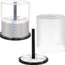 Homoyoyo 2PCS Empty CD/DVD Cake Box Spindle, Empty Plastic CD Cake Box Clear Spindle Holds 100 Discs Each Black Dvd Storage blank cds disc holder