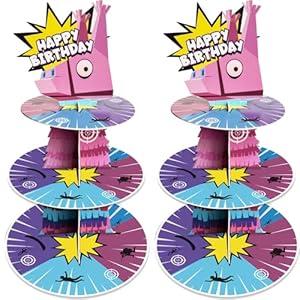 2 Pack Video Game Cupcake Stand Birthday Party Decorations Supplies, Gaming 3 Tier Cardboard Cupcake Stand Cup Cake Tower Dessert Display Holder Set for Boys Game Baby Shower Party Decor Favors