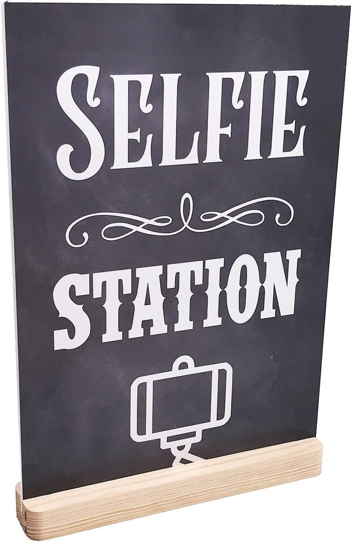 Selfie Station, Photo Booth, Prop, Sign - Birthday Party, Wedding Dcor, Sign Freestanding Table Sign - Now with Black Plastic Feet