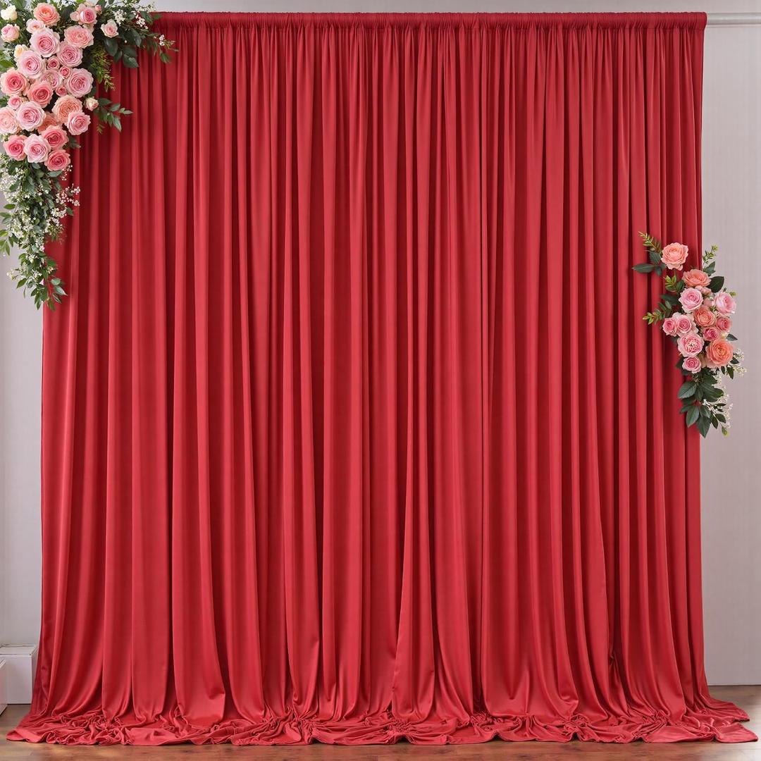 10ft x 10ft Red Backdrop Curtains for Party Wedding Wrinkle Free Red Photo Curtains Backdrop Drapes Fabric Decoration for Birthday Party Baby Shower Christmas 5ft x 10ft 2 Panels