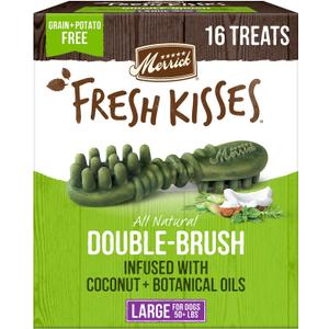 Merrick Fresh Kisses Natural Dental Chews Infused With Coconut And Botanical Oils For Large Dogs Over 50 Lbs - 16 ct. Box