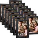HappyHapi 5x7 Picture Frames Bulk, 14 Pack Photo Frames, Display Pictures 4x6 with Mat or 5x7 without, Wall Hanging Photo Frame or Tabletop Display (Black)
