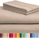 LuxClub 4 PC California King Sheet Set, Breathable Luxury Bed Sheets, Deep Pockets 18" Wrinkle Free Cooling Sheets Machine Washable Hotel Bedding Silky Soft - Light Khaki Cal King