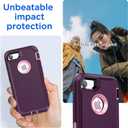 2 x AICase for iPhone SE 2022/3rd/2020/8/7 Case with Built-in Screen Protector,Heavy Duty Drop Protection Full Body Rugged Shockproof/Dust Proof Military Protective Tough for iPhone SE 2022/2020/8/7_8 (Night Purple/Pink(built-in film))