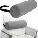 Lumbar Roll Pillow for Lower Back, Lumbar Support Foam Roll Cushion with Pillowcase and Upgraded Strap for Office, Chair, Car, Seat Pain Relief & Improving Posture (Light Grey, Long-15*4.3'')