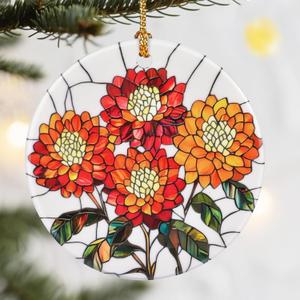 2 x Christmas Ornaments, 2.8in Ceramic Birth Flower Ornament, Xmas Decor, Christmas Tree Ornaments, Xmas Decorations for Tree, Holiday Ornament, Birth Flower Gifts, Gift Ideas, Gifts for Women - Oct