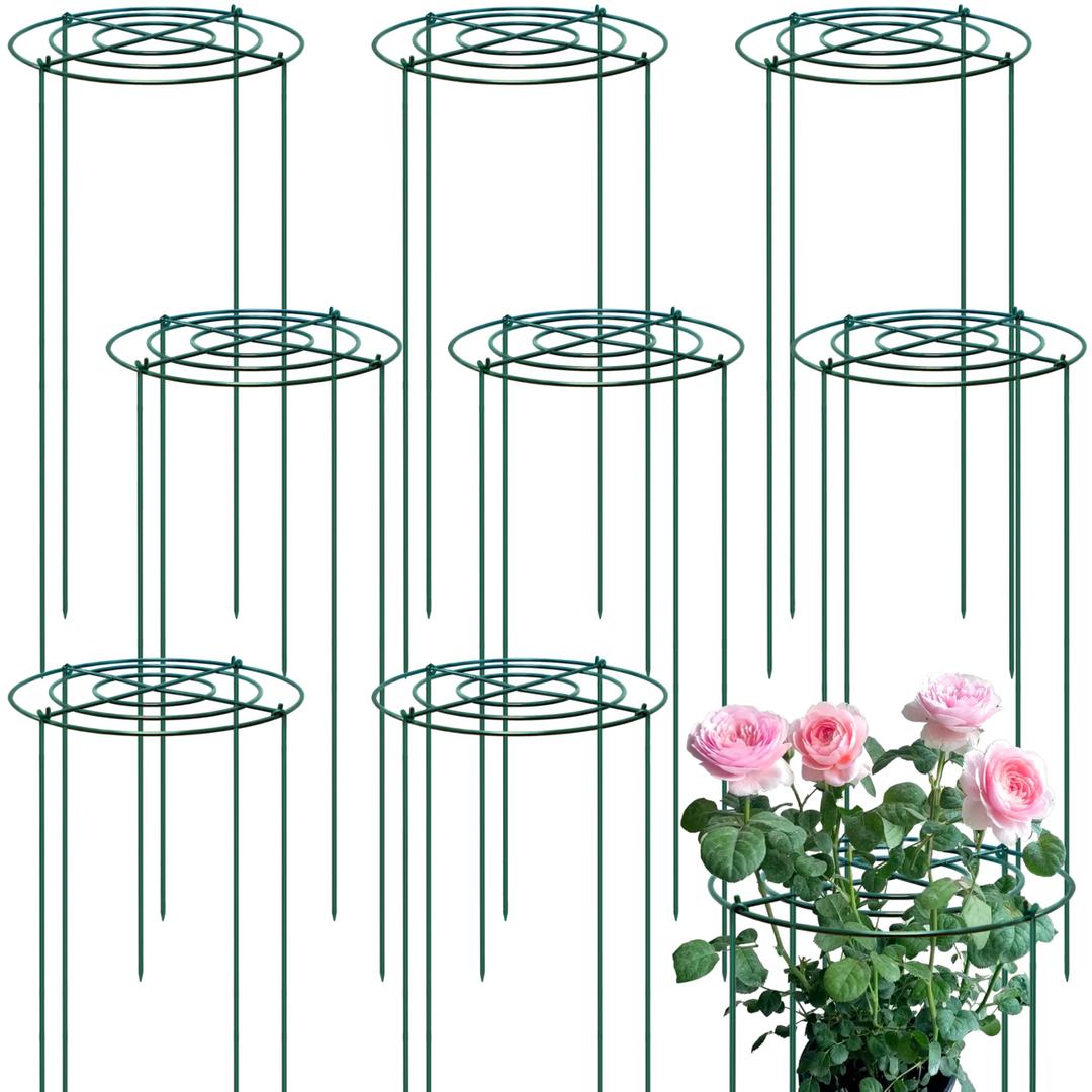 8 Sets Peony Support Cage,14"Diax32"High Heavy Duty Metal Plant Support