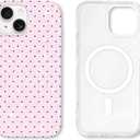 Hython for iPhone 14 Case & iPhone 13 Case Cute Polka Dot Aesthetic Design Simple Cover 6.1", Thin Slim Anti-Scratch Soft TPU Bumper Shockproof Rubber Protective Phone Cases, Glitter Magnetic Pink