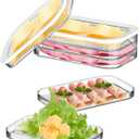 Deli Meat Container for Fridge, Lunch Meat Container for Refrigerator Airtight Fridge organizer,Food Storage Boxes With Lid Transparent Bacon Cheese,Meal Prep Containers,Cold Cuts,BPA Free,3pcs