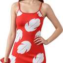 Women Floral Mini Dress Bohemian Spaghetti Strap Sleeveless Bodycon A-Line Dress Short Cami Swing Dress Clubwear Y2K (Medium)