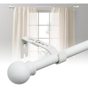 BsBsBest Curtain Rods for Windows 28 to 93 Inch 5/8 Inch Matte Small Curtain Rods White Adjustable Renter Friendly Curtain Rod for Bedroom Windows Drapery Rods With Brackets