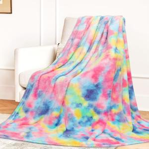 MUGD Fleece Blanket Throw Blanket Throw Blanket for Couch Soft Lightweight Cozy Microfiber Blankets & Throws (Throw(50"x70"/ 130x150cm), Pink Rainbow)