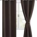 Hiasan Blackout Curtains for Bedroom, 38 x 63 Inches Length - Thermal Insulated & Light Blocking Window Curtains for Living Room, 2 Drape Panels Sewn with Tiebacks, Brown
