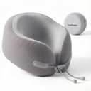 Memory Foam Travel Neck Pillow for Airplane, 360 Head Support Travel Essentials for Long Flights, Breathable Cover and Compact Storage Case, Portable Gift for Men and Women