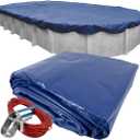 Pool Mate 21 x 41 ft Extra Strength Platinum Oval Above Ground Pool Cover | Blue Winter Cover, 4 ft Overlap (25 x 45ft Cover Size), Solid 12 x 12 Scrim, 3.7 oz/yd2, Style: 272141-4PM