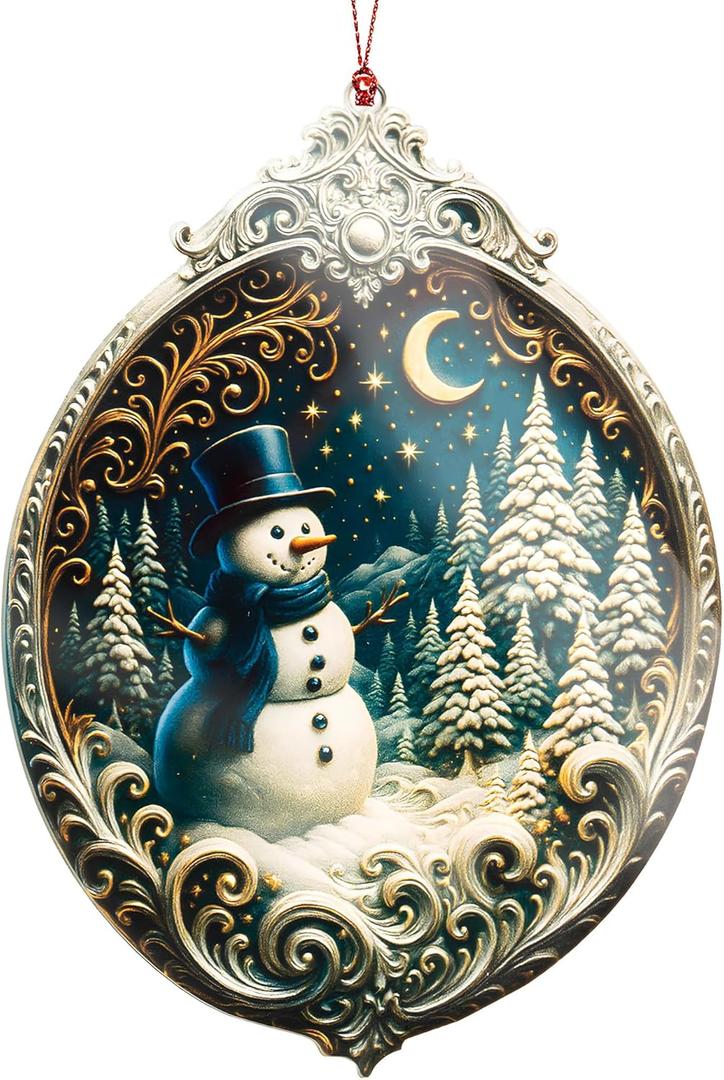 Christmas Ornament 2025 - Snowman Ornament - Snowman Ornaments for Christmas Tree - Acrylic Christmas Ornaments - Christmas Ornament 2025 - White Elephant Gifts - Xmas Tree Funny Decoration