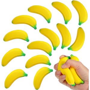 Kasyat 15 Pcs Banana Stress Toys Banana Stretchy Toys PU Relief Stress Balls Classroom Birthday Xmas Gifts Tiny Party Supplies for Relief Party Favors Bag Fillers(2.36 Inches)
