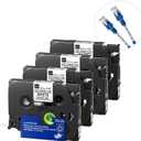 E1000 Heat Shrink Label Tapes - 0.46'' 11.7mm Black on White Tube Tapes Compatible with PT-E560BTVP E510VP E310BTVP Replacement for Brother P-Touch HSe-231 HSe231 HS-231, 4-Pack