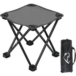 Wind Tour Portable Folding Camping Stool Outdoor Camping Lightweight Samll Chair for Fishing Hiking Gardening and Beach with Carry Bag (Medium Grey -1)