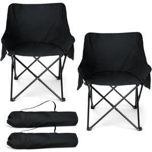 HaSteeL Camping Chair for Adults, Compact Folding Portable Chairs Set with Side Pockets for Outdoors Fishing, Hiking, Backpacking, Picnic, Beach, Travel, Supports to 250lbs, & Storage Bags (Black)