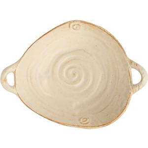 Retro Glazed Ceramic Serving Bowl with Handles Irregular Bowl Opening for Spaghetti,Fruit,Salad,Table Centerpiece Deco