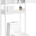 SONGMICS Over The Toilet Storage Cabinet, Bathroom Cabinet with Adjustable Inside Shelf and Bottom Stabilizer Bar, Space-Saving Toilet Rack, Cloud White UBTS010W01