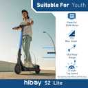 Hiboy S2 Lite Electric Scooter - 6.5" Solid Tires - Up to 10.6 Miles Long-Range & 13 MPH Portable Folding Commuting Kick-Start Boost Scooter for Teens