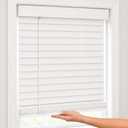 CHICOLOGY 2" Cordless Faux Wood Blinds, Room Darkening Smooth PVC Window Blinds, Cordless Lift, Light Control and Privacy, Inside/Outside Mount, Moisture Resistant, Basic White, 35.75" W x 60" H
