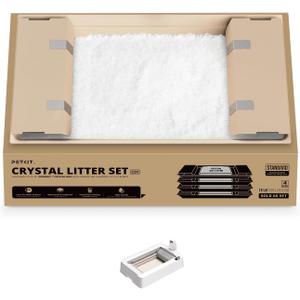 PETKIT Crystal Cat Litter with Tray, Suitable for Purobot Crystal Duo Automatic Litter Box, Dust-Free Mess-Free No Refilling, Odor Control (White-Original Unscented, 4.5 lb4 Packs)