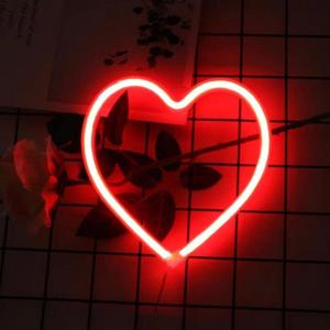 Red Heart Neon Sign, Battery Operated or USB Powered Neon Heart Lights for Valentines Day Decoration, Valentines Gifts for Wife Wedding Proposal Anniversary Mother's Day Girls Room Table Wall Decor (1 Pack)