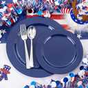 FLOWERCAT 60PCS Blue Plastic Plates - Heavy Duty Blue Plates Disposable (10.25" & 7.5") - serve for 30guest Birthday Party/Wedding/Presidents' Day/Memorial Day/Hanukkah
