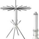 Collapsible Clothes Drying Rack, White Metal Foldable Laundry Stand with Multiple Arms, Indoor Outdoor Garment Hanger