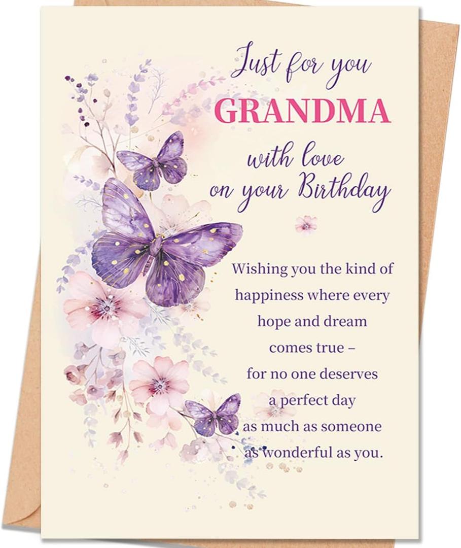 4 x Grandma Birthday Card, Birthday Gift for Grandma, 5.3 x 8 inches