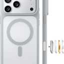 TORRAS Stronger Magnetic & Shockproof for iPhone 17 Pro Max Case, Fit for MagSafe, Military Grade Drop Protection, Camera Control, DIY Button, Slim for iPhone 17 Pro Max Case Translucent Silver