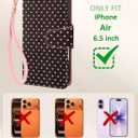 Toycamp for iPhone 17 Air Wallet Case with Wrist Strap - Leather Flip Folio Phone Case with RFID Blocking 4 Card Holder for Apple for iPhone 17 Air Funda Cute Aesthetic for Women Ladies, Brown Polka