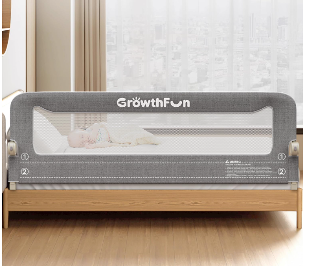 Foldable Bed Rail for Toddlers, Reinforced Carbon Steel Frame&Connectors, Breathable Cationic Fabric - Safety Toddler Bed Rails for Queen, King, Twin, Full, No-Tool Setup (32x18 inch)