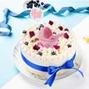 HOMSFOU Baby Shower Cake Decorations Stroller Cake Topper Baby Bottle Edible Toppers 2.55X1.57X1.37 Inch 5 Pieces for Toddler Birthday Party
