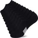 Amutost No Show Socks Womens Athletic Cushion Ankle Footies Low Cut 5-6 Pairs (Black, L)