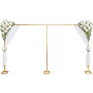 Novabright 10x20ft Backdrop Stand Heavy Duty Pipe and Drape Backdrop Stand for Wedding and Ceremonies, Adjustable Pipe Kit Curtain Frame for Wedding Party Celebration Photography Stage(Gold)